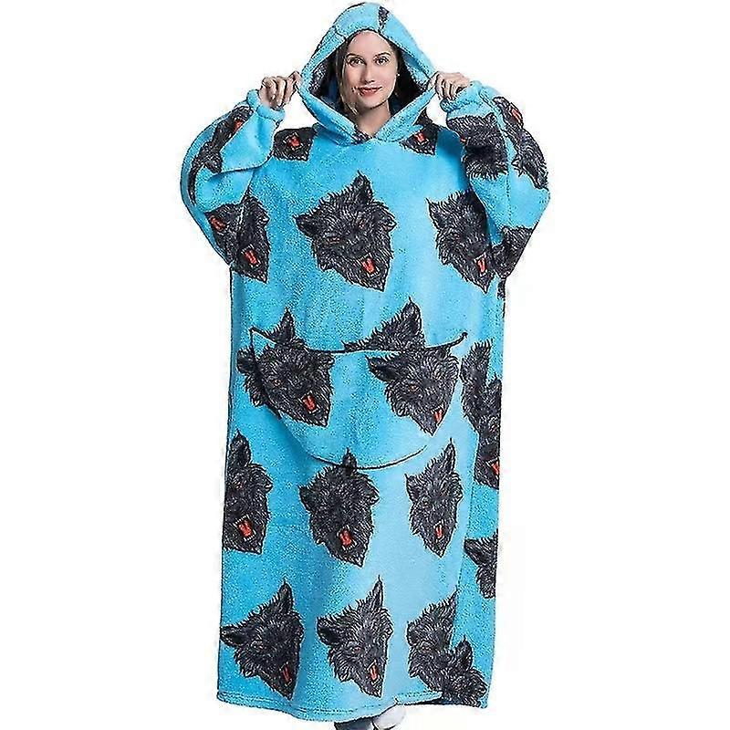 Winter Warm Hooded House Wear Oversize Slacker Blanket Thickened Flannel Can Wear Blanket Christmas Gifts A3