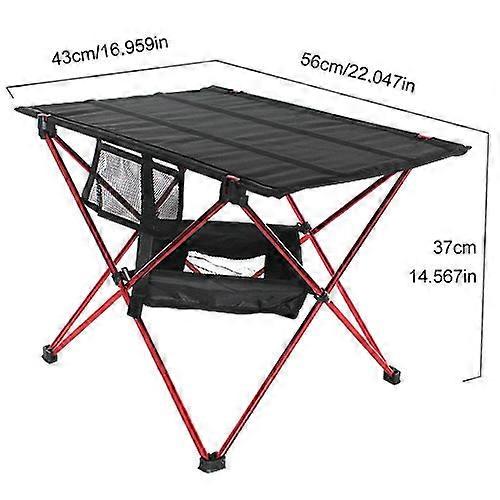 Folding table with integrated cooler, portable, ultralight and compact camping table with outside transport bag