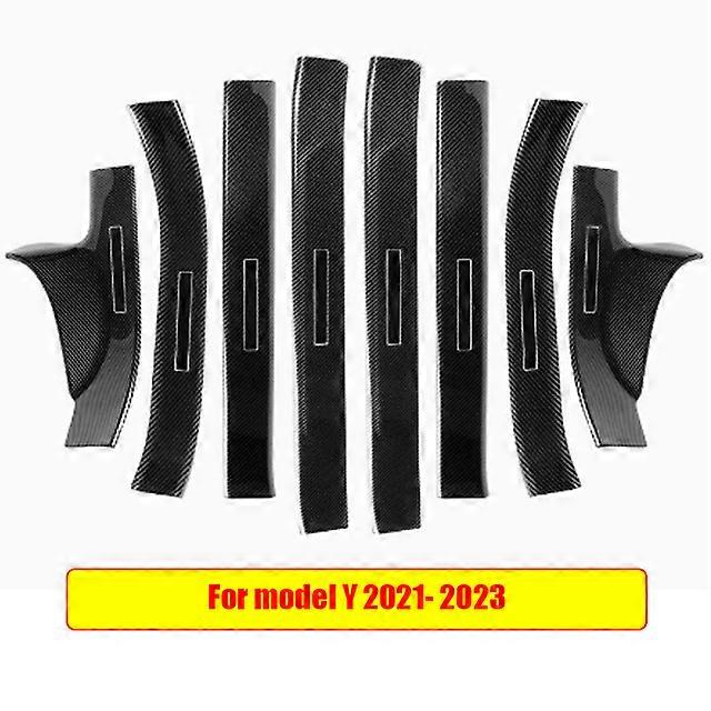 8pcs ABS Carbon Fiber Car Door Sill Scuff Plate Guard Protector Cover Trim For Tesla Model 3 Y Model3 2019-2023 Modely 2021 22