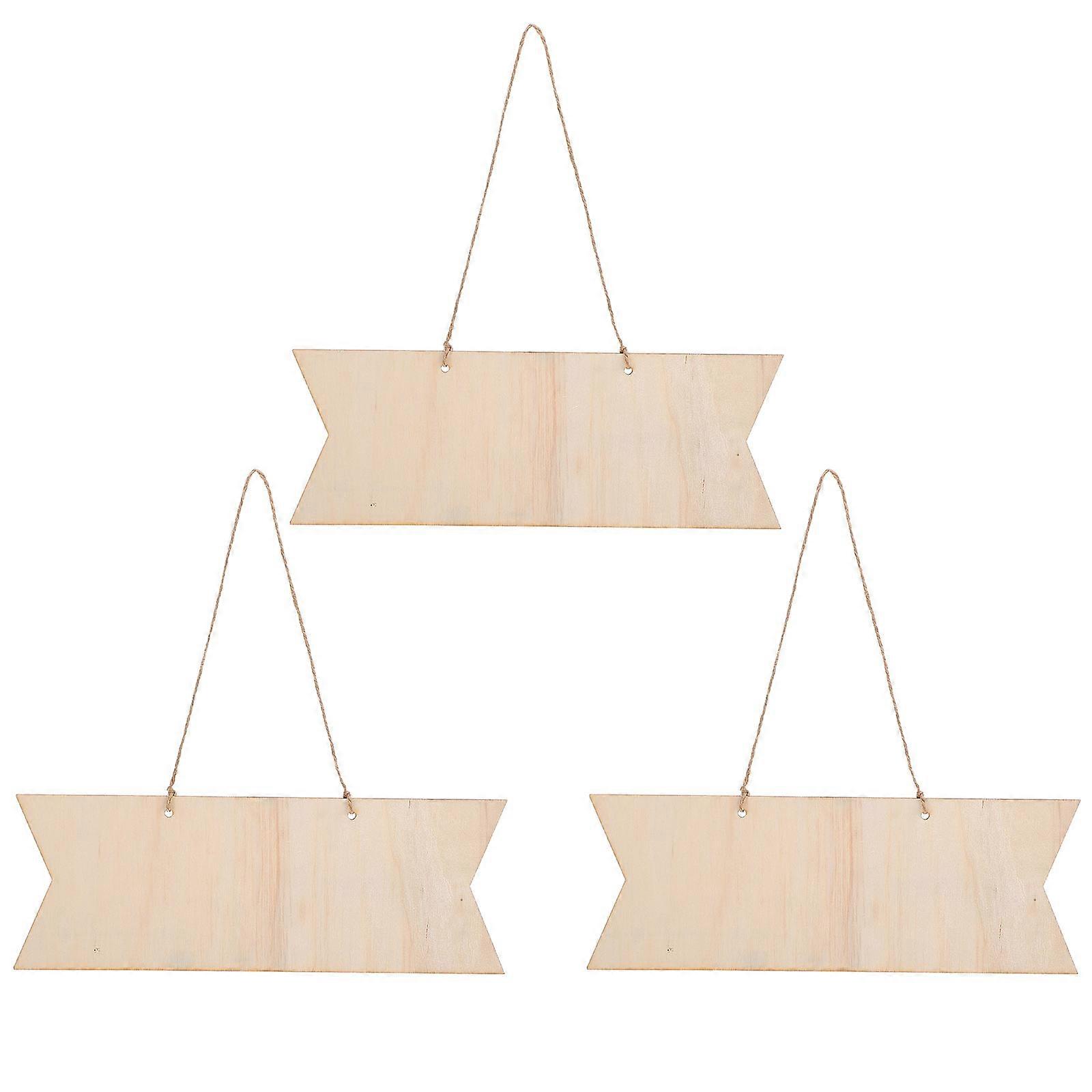 3 יח 'לוח עץ לא גמור DIY שלטי תלייה קישוט צלחת ריקה
