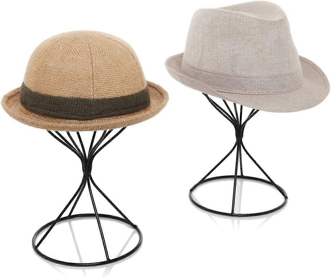 Tisch-Hutablage, Perückenständer aus schwarzem Metalldraht oder Aufbewahrungsform für Baseballkappe, 2er-Set