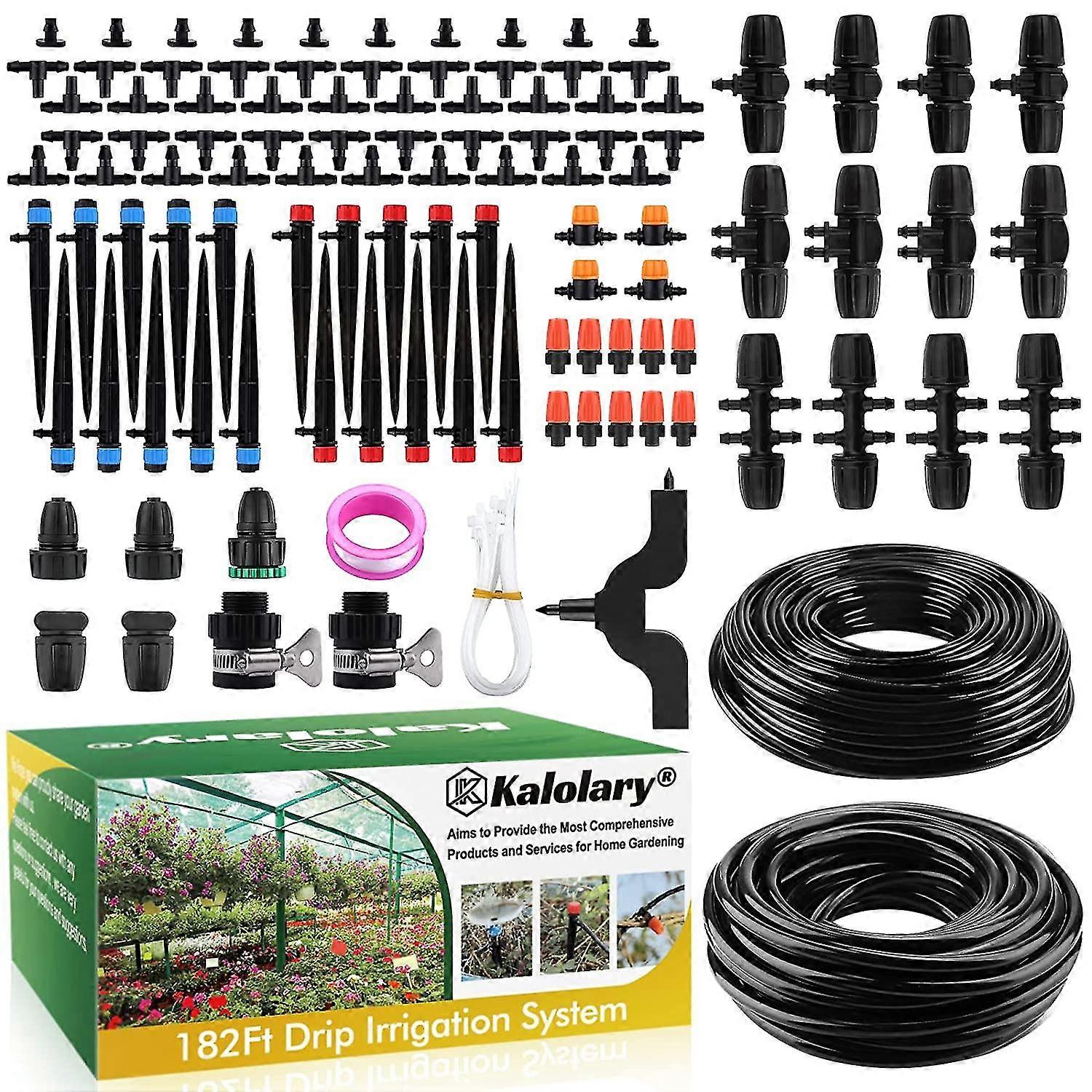 182ft Kit automat de irigare prin picurare, sistem de irigare în grădină cu tub de distribuție 4/7 8/12 Tub de distribuție Micro Sistem de udare echipamente de irigare prin picurare pentru Gre