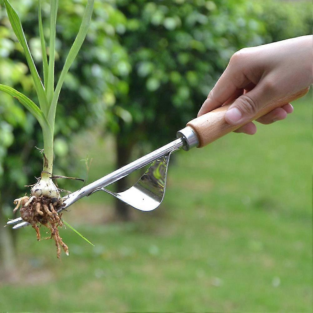 Garden Weed Puller Weeding Tool Fork, 1 Piece, Wood Color