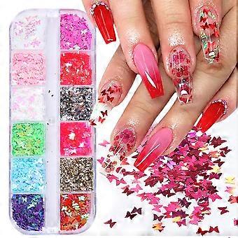 Herz-Nagelglitzer Pailletten – 3D Holografisch, Für Nailart, Make-up & DIY-Dekoration