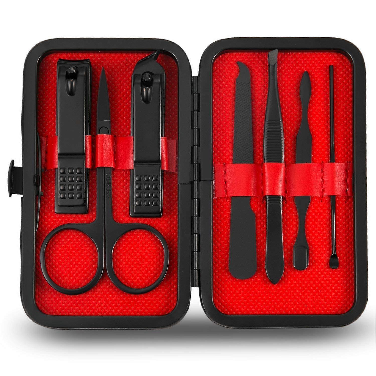 Σετ Μανικιούρ Νυχοκόπτες Kit Mens Grooming Kit 7 σε 1 Επαγγελματικό Σετ Προσωπικής Περιποίησης Νυχιών με Πολυτελή Θήκη Ταξιδιού Δώρα για Άνδρες Σύζυγος Φίλος