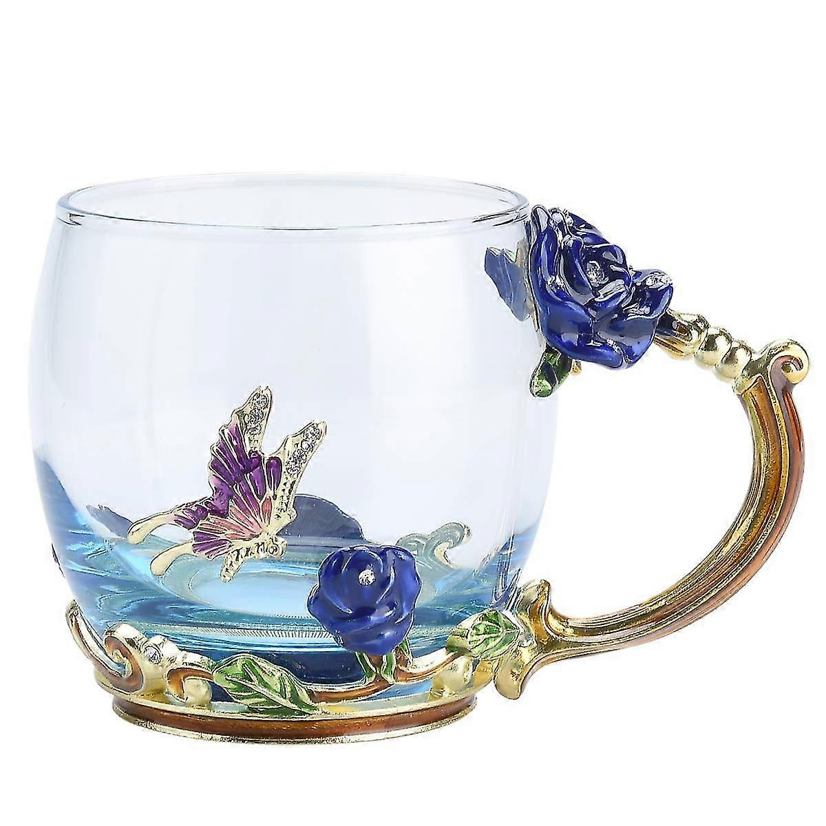 Modern Nice Flower Tea Mug Glass Coffee Cup