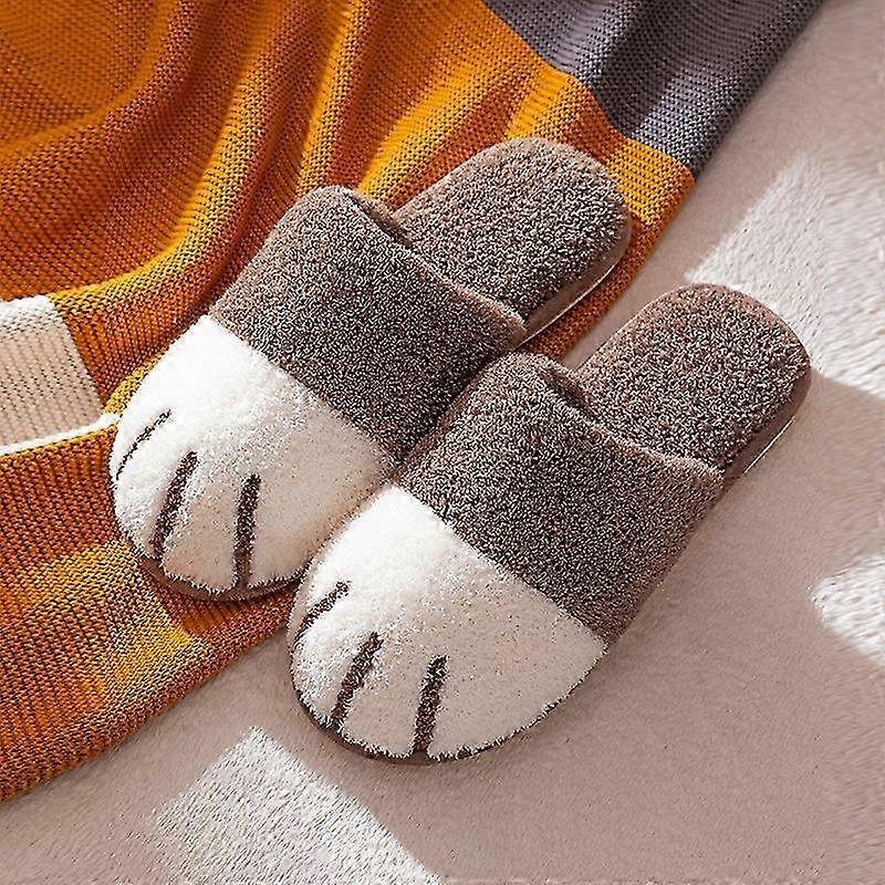 Vinter plysch tofflor för kvinnor varm söt katt tass designer hus päls inomhus sovrum