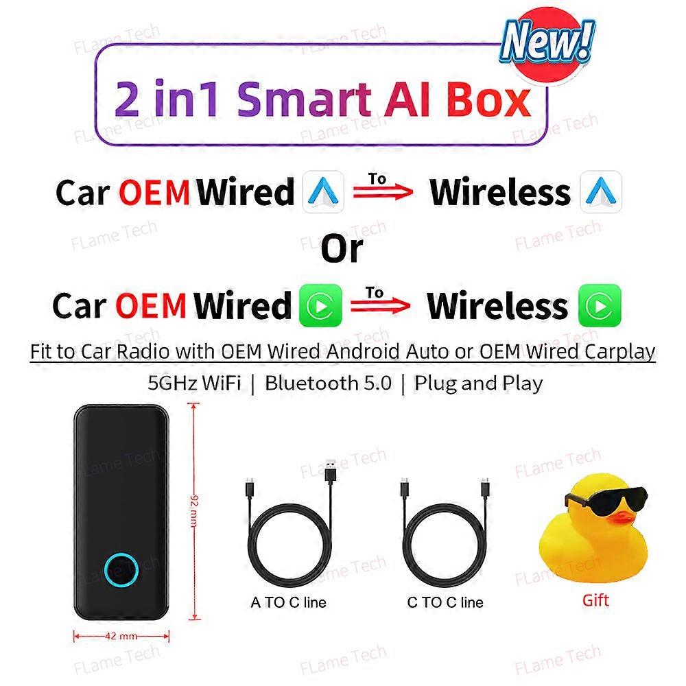 Carplay AI Box Apple Carplay Wireless Adapter Car OEM Wired CarPlay To Wireless Mini Android Auto USB Dongle Plug and Play