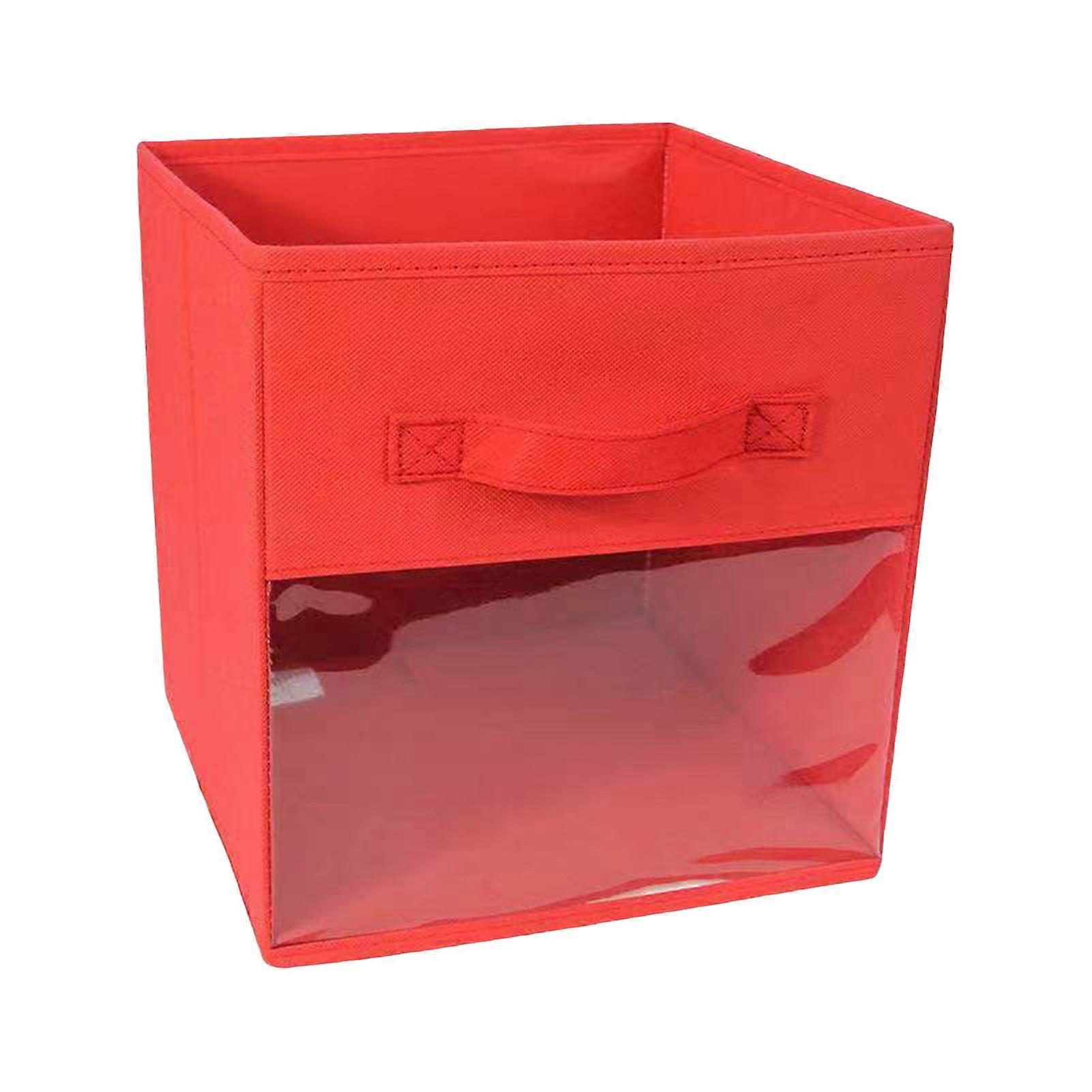 Storage Box with Transparent Window And Handle Foldable Large Capacity Blanket Quilt Cube Storage Bin Collapsible Clothes Book Organizer Jikaix