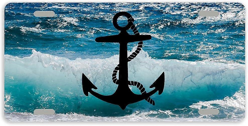 Sea Anchor Metall Auto Tag Auto Tag Nummernschild Abdeckung mit 4 Löchern 12 x 6 Zoll