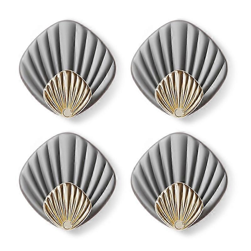 4 Pcs/Set Wall Hook Shell Shape Strong Bearing Capacity Waterproof No Punching Multifunctional Hook Clothes Smooth Edge Moisture-proof Self-adhesive S