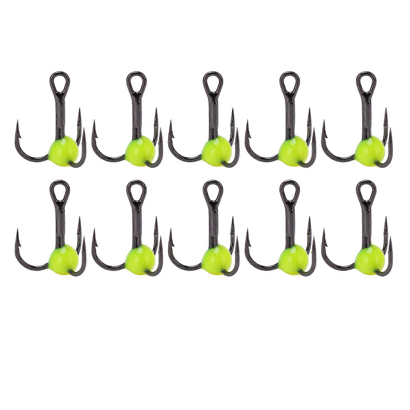 10pcs Treble Hooks High Carbon Steel Size 10 Sharp Bright Color Fishing Hooks Kit for Bass Trout Carp Lures BaitsYellow