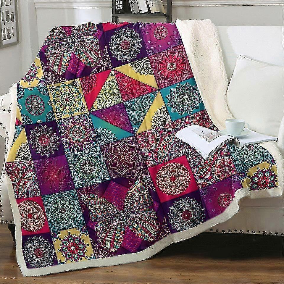 t365 Blanket Colorful Oriental Moroccan Mandala Tiles Throw Blanket Blanket bn365