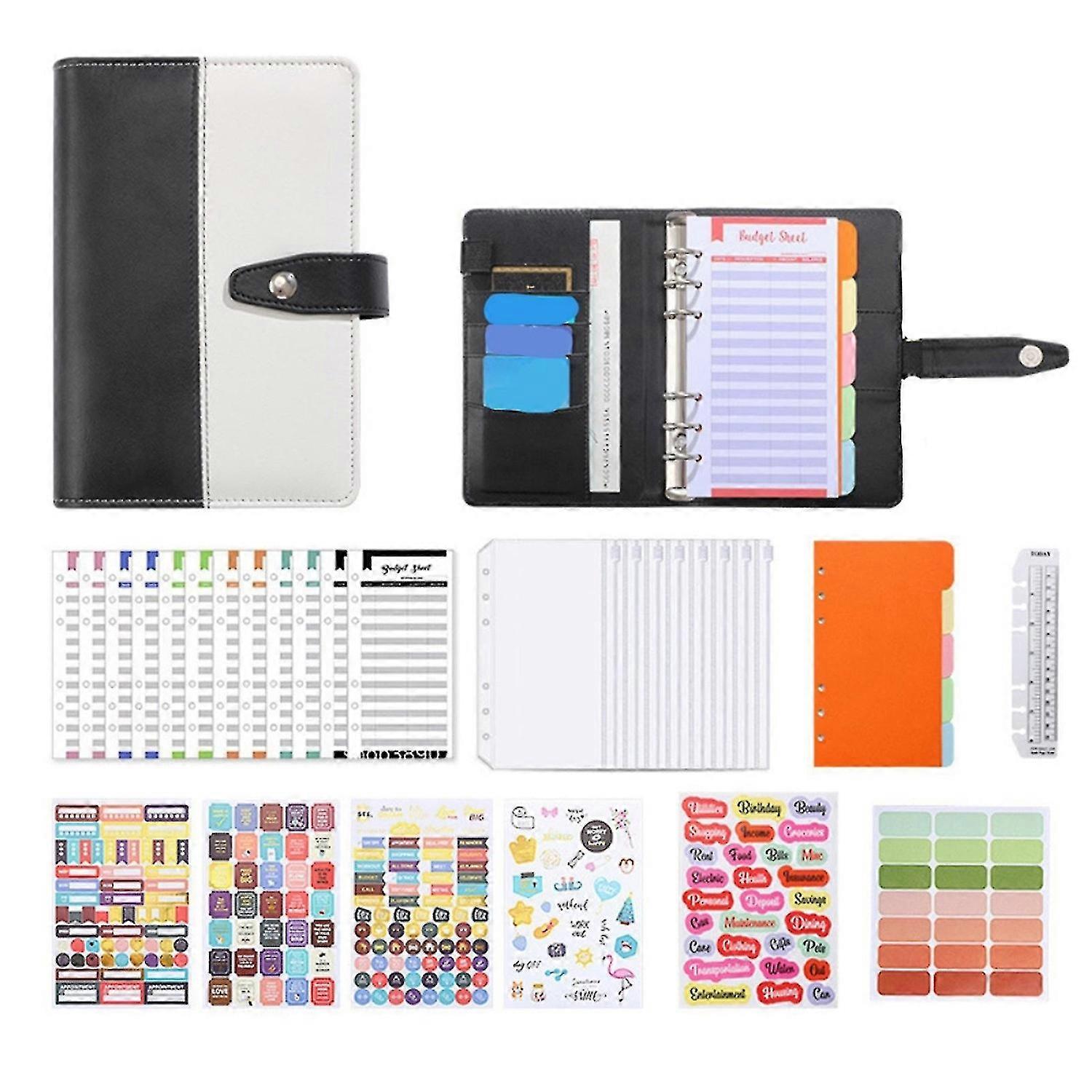 Planificator bugetar A6 PU Leather Organizer cu cataramă - Planificator financiar și folder de economisire a banilor pentru B