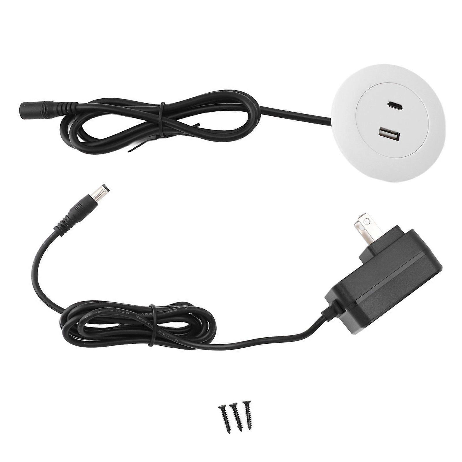 Embedded Power Socket Desktop USB Charging Hub USB A and C Port for Sofa Table Bedside