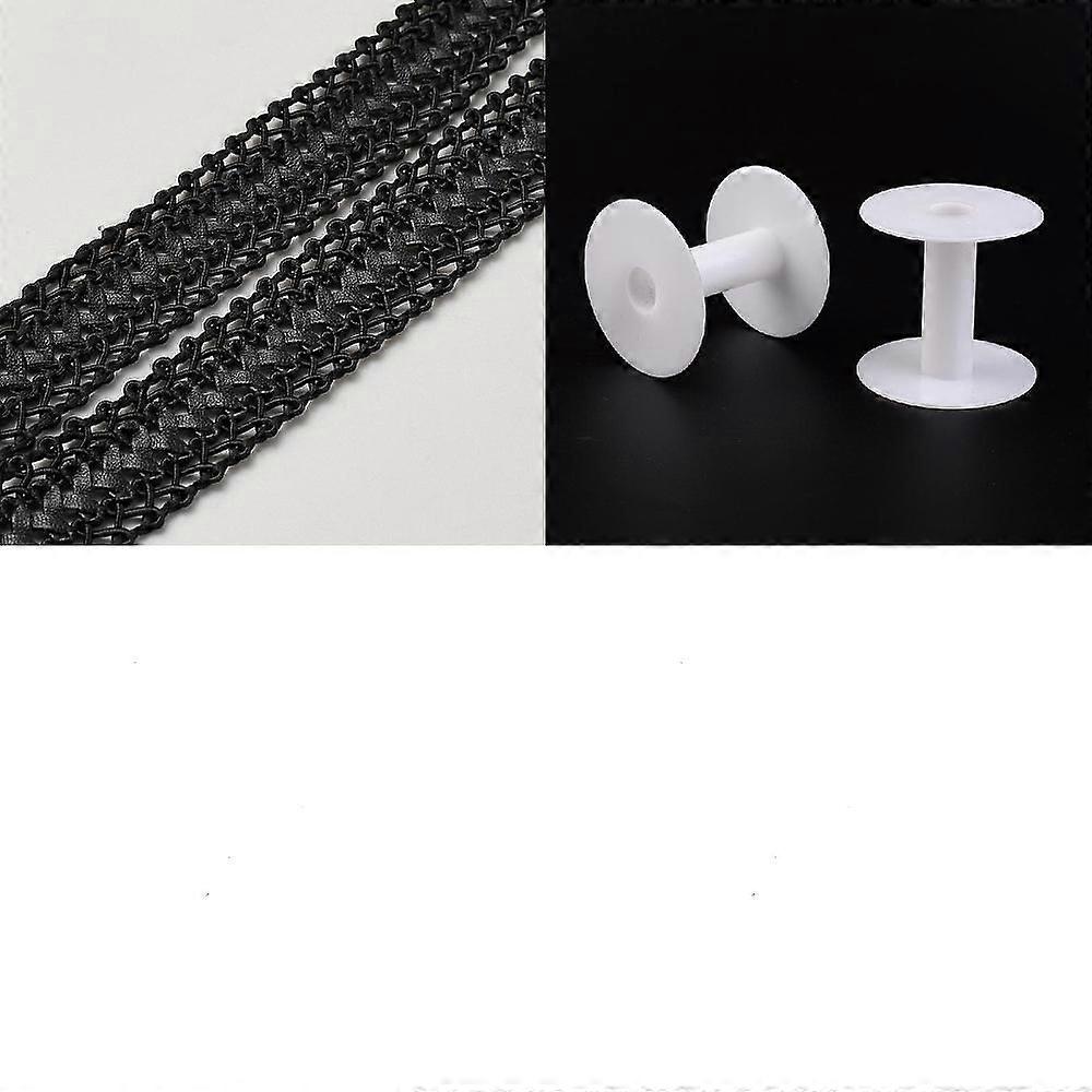 10Yards PU Imitation Leather Ribbon with 1Pc Plastic Empty Spools for Wire Black 3/4 inch(20.5mm)