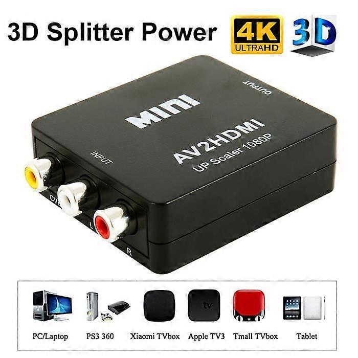 Mini Video Converter Box AV to HDMI - AIHONTAI - AV2HDMI Adapter - Black - Video Converter
