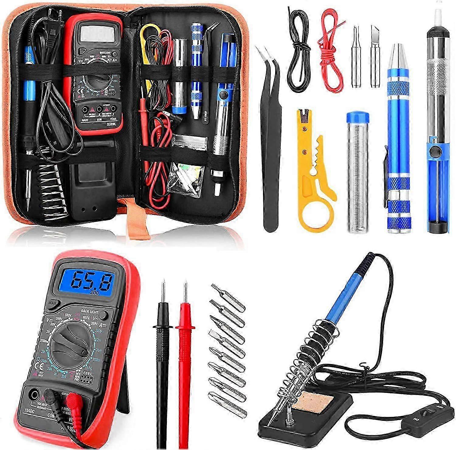 60W Adjustable Temperature Soldering Iron Kit with 5 Tips, Desoldering Pump & Solder Wire fast