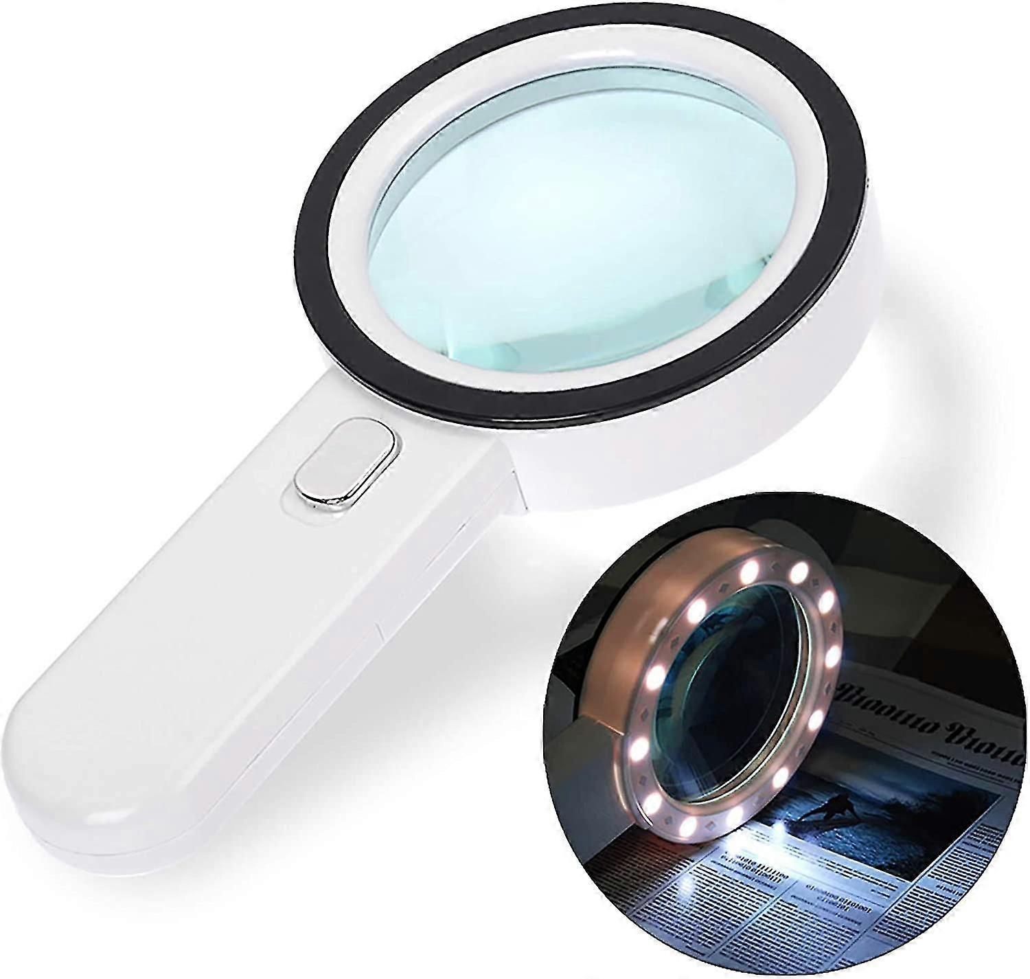 Reading Magnifier, 12 Led Magnifying Loupe 30x Magnifying Glass, Large Luminous Poet Magnifier Magnifying Glass For Jeweler, Watchmaker, Crafts