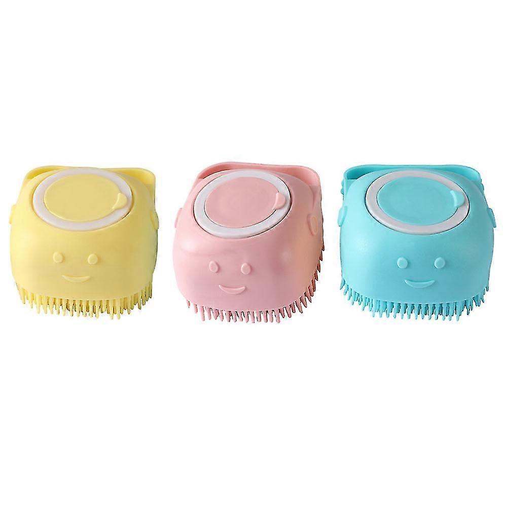 Silicone Body Brush Shower Scrubber With Shower Gel Dispenser Function, Soft Silicone ,3pcs
