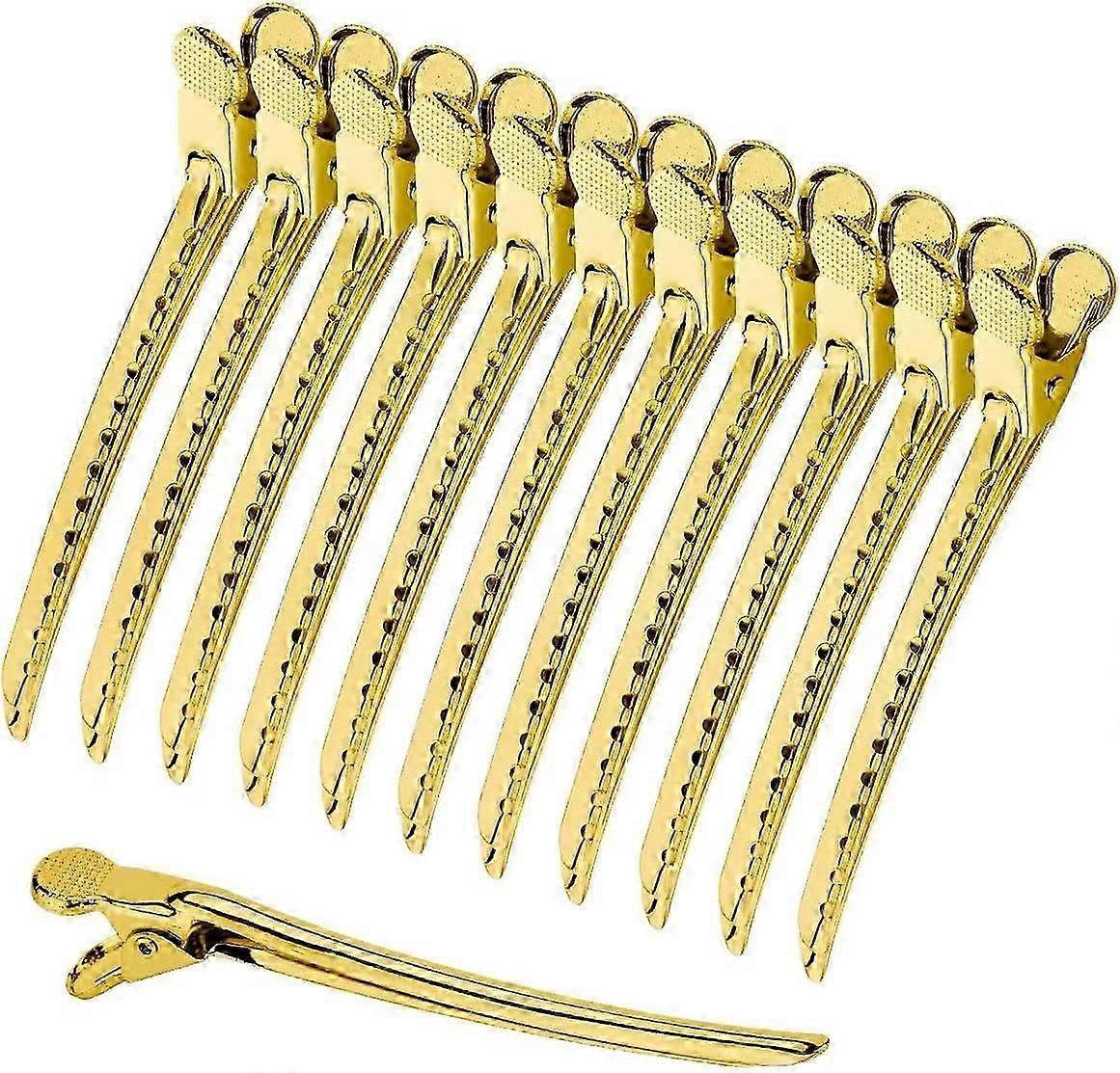 Barrettes Do Salonu Fryzjerskiego Narzędzia do stylizacji Stal nierdzewna - Złoto, 12 opakowań