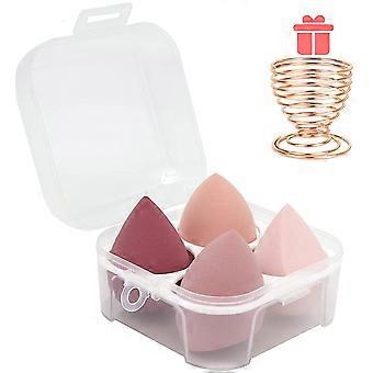 5 Pcs Makeup Sponges Blender Set - 4 Pcs Professional Beauty Sponge Foundation Blending Blender with 1 Sponge Holder and Egg Case, Flawless for Cream,
