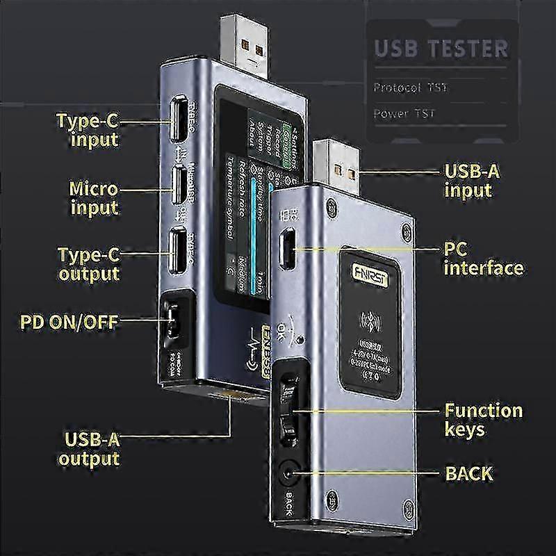 Fnb58 Usb Digital Voltage Current Measuring Instrument Type-c Multi-function Fast Charging Tester
