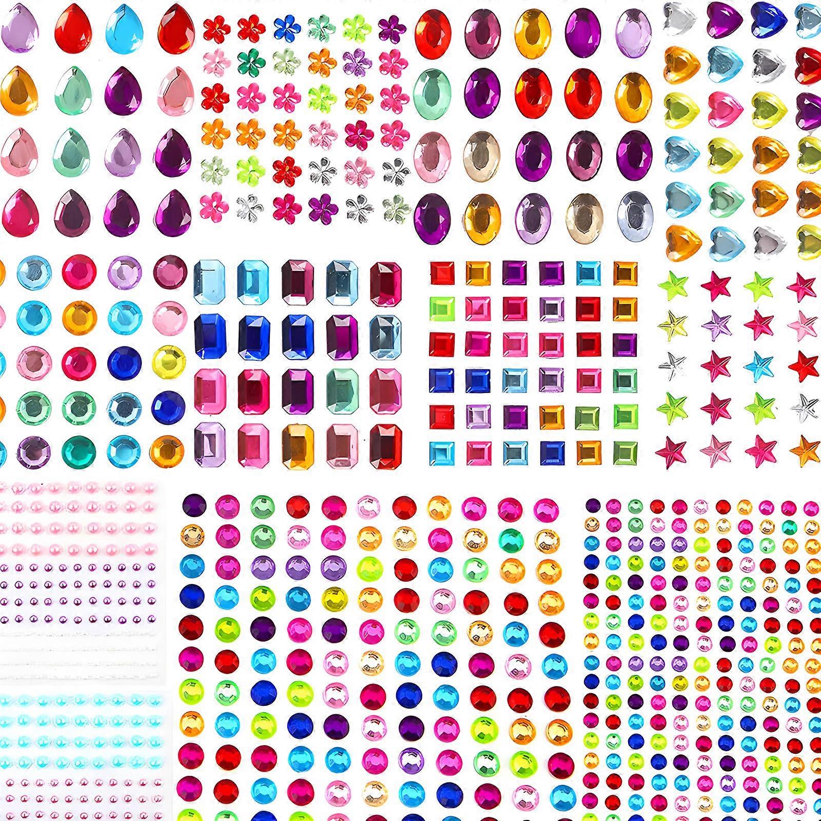Self-Adhesive Rhinestone Stickers, 14 Sheets Acrylic Crystal Gem for Gluing