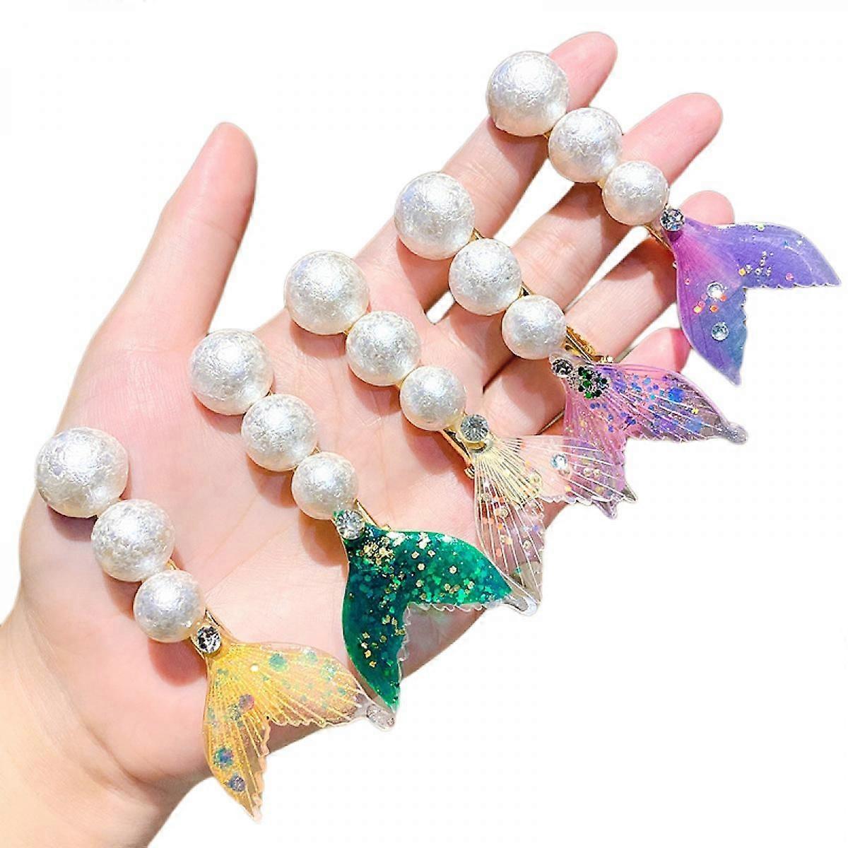 فتاة لطيف لؤلؤة حورية البحر الذيل دبوس الشعر دبوس الشعر لطيف حورية البحر المجوهرات (5 قطع)