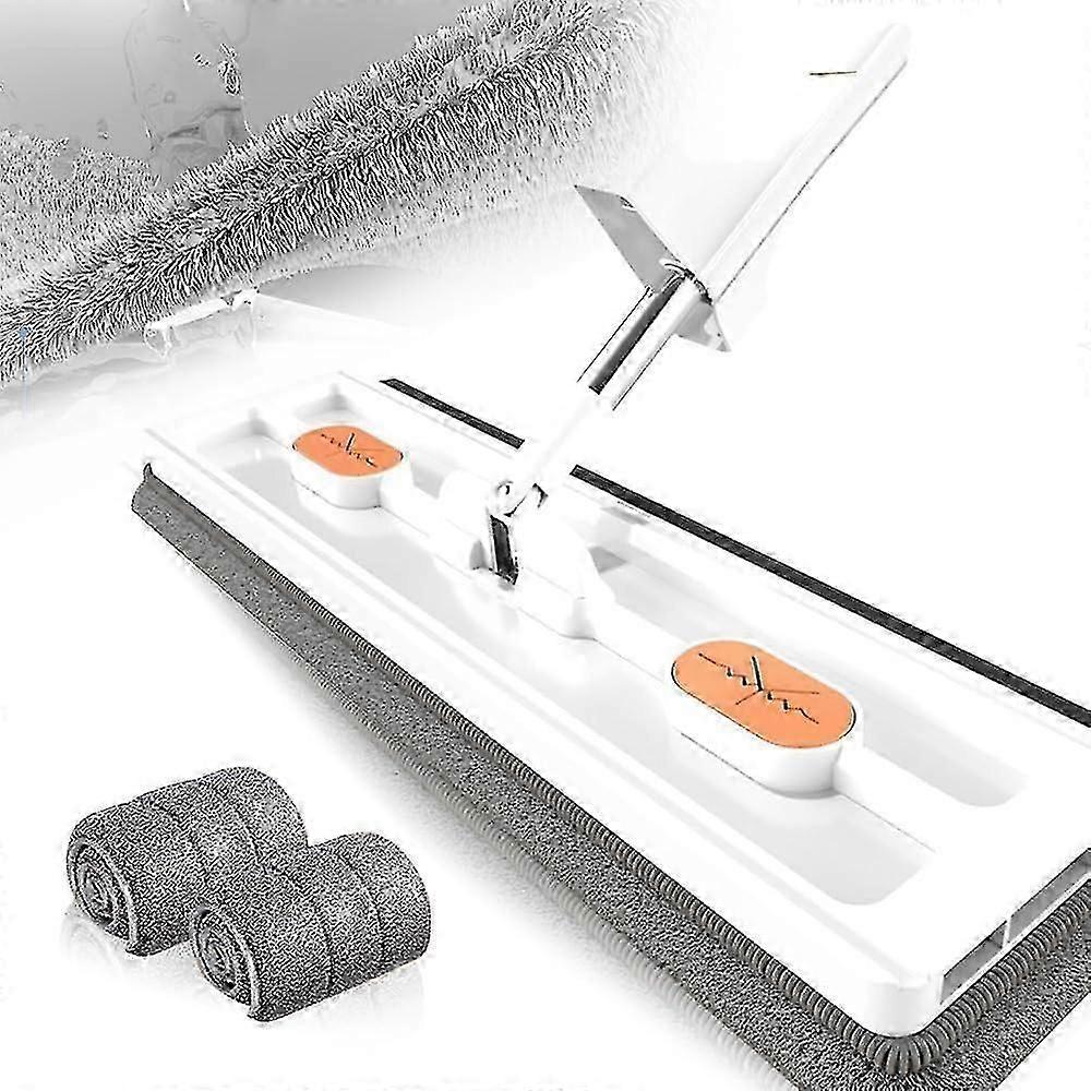 Large Flat Mop Set, 360 Swivel Mop With Wring Function, Floor Mop Set Flat Mop With Reusable Microfibre Mop Pads