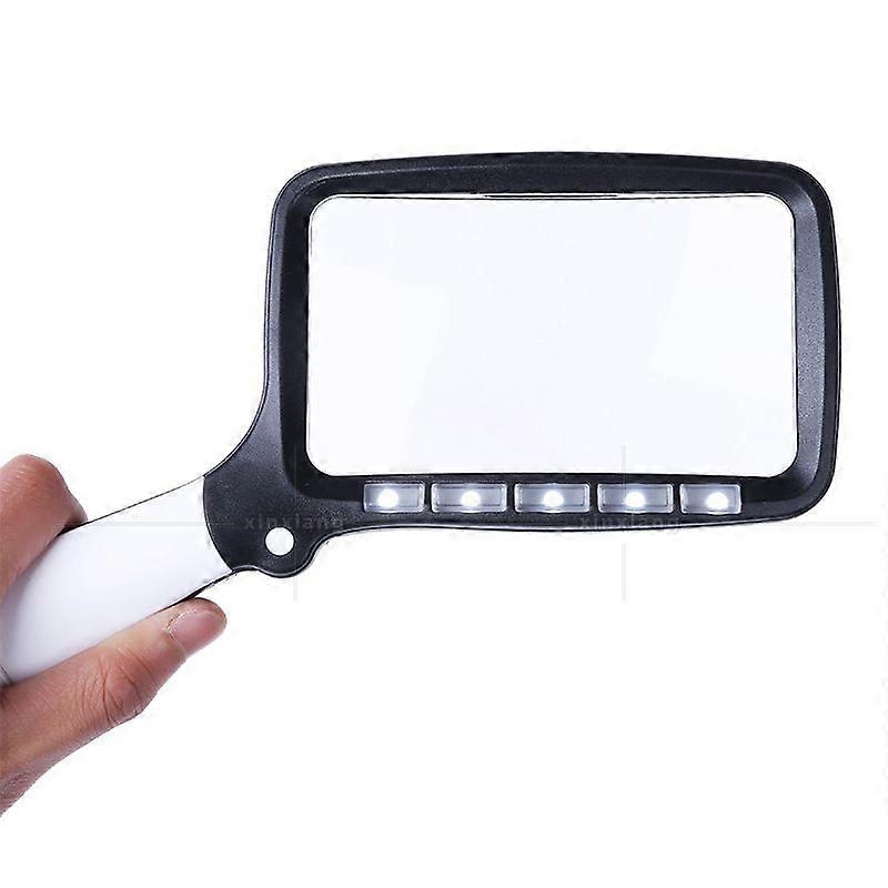 Rectangular Magnifier with Light Magnifier Large Foldable Handheld 5 LED, Magnify Reading Suitable for Elderly with Low Vision Books
