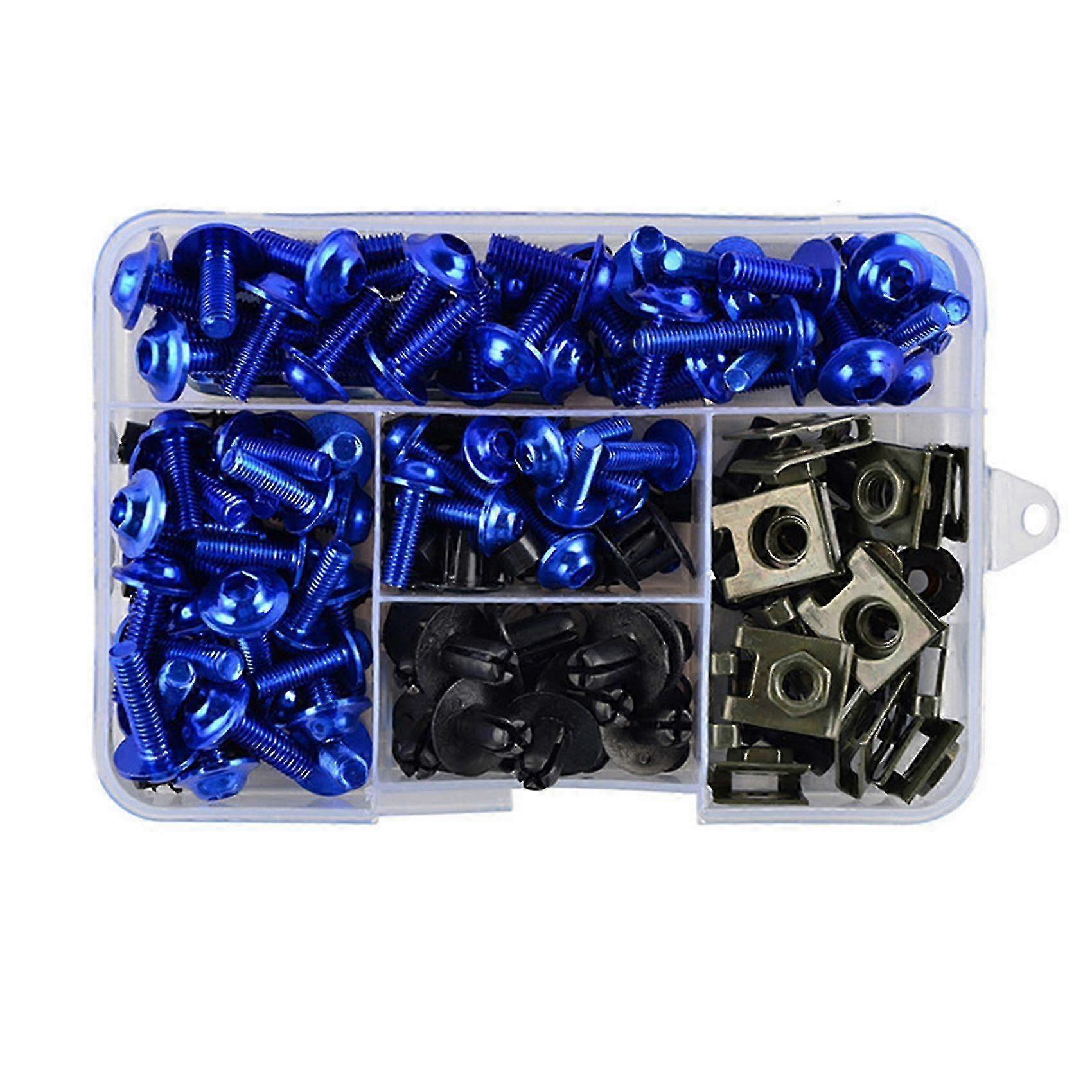 195pcs Blue Universal Motorcycle Fairing Screw Nut Kit - Best Gift