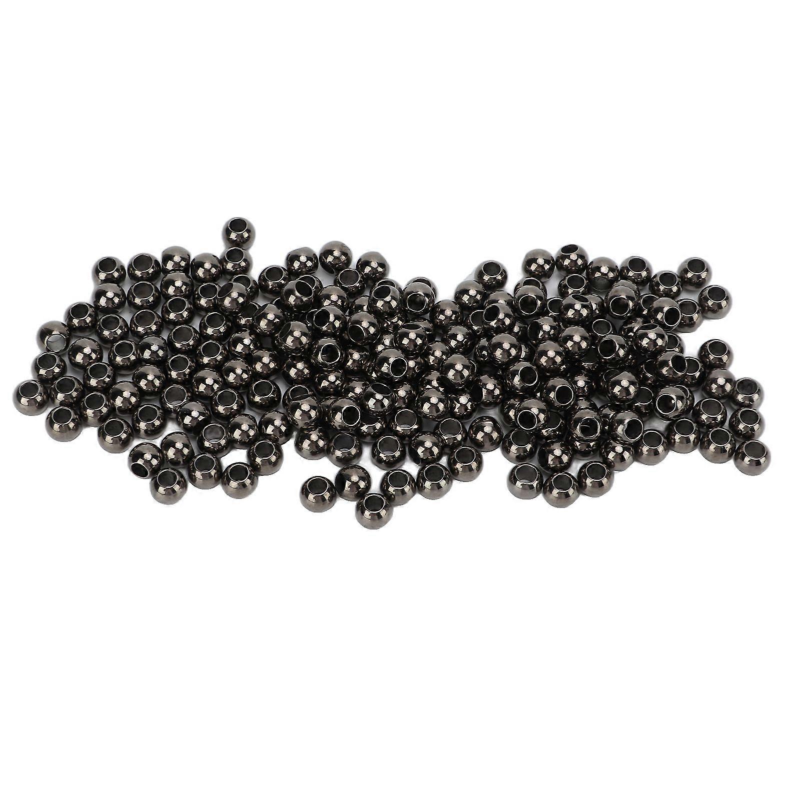 200 Pcs Spacer Beads Large Hole Round 5mm/0.2in Aperture 10mm/0.4in Jewelry Resin Spacers for Bracelets Necklaces10mm Gun Color