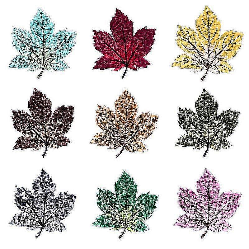 9 Maple Leaf Broderi Tyg Patch Barnklder Byxor Tecknade lappar