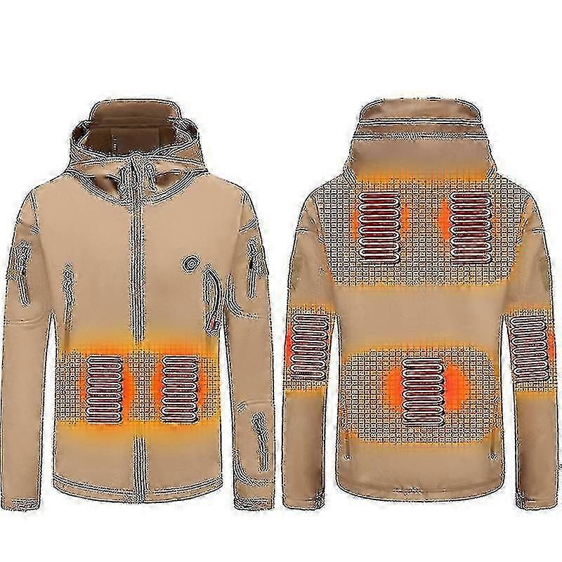 Heated Jacket, Waterproof Outdoor Heated Jacket Heating Jacket Coat M Khaki