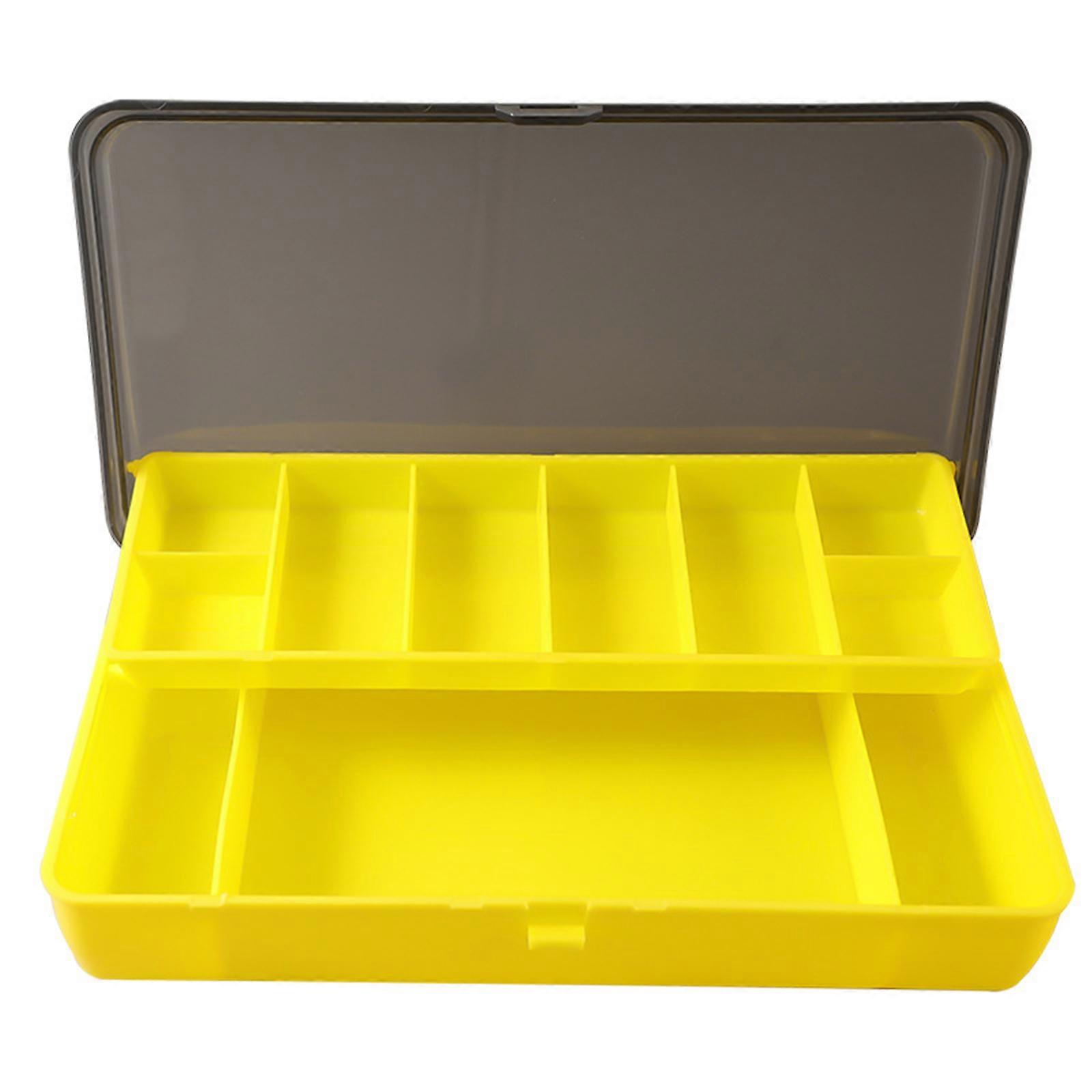 Double Layer Fishing Tackle Box Kunststoff Fischhaken Köder Gefälschte Köder Box Jig Head Spinner Hook Köder Werkzeugkoffer Organizer Gelb