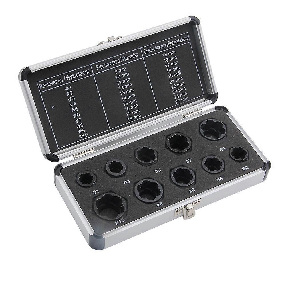 10pcs High-grade Broken Nut Bolt Extractor Socket Hex Nut Removal Tool Nut Breaks Bolt Extractor