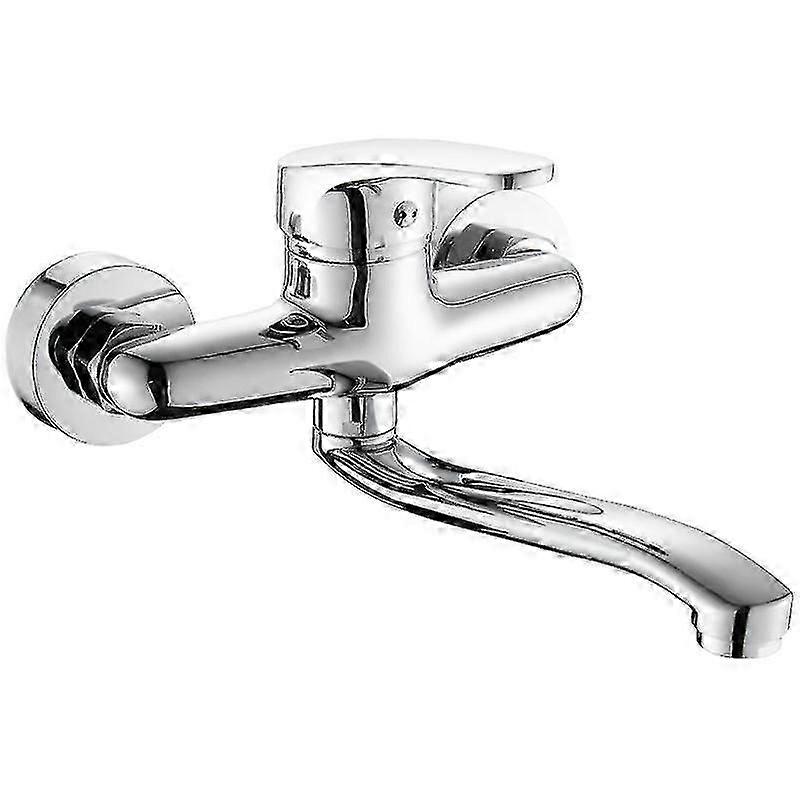 Kitchen mixer tap (wall-mounted), low spout, silver