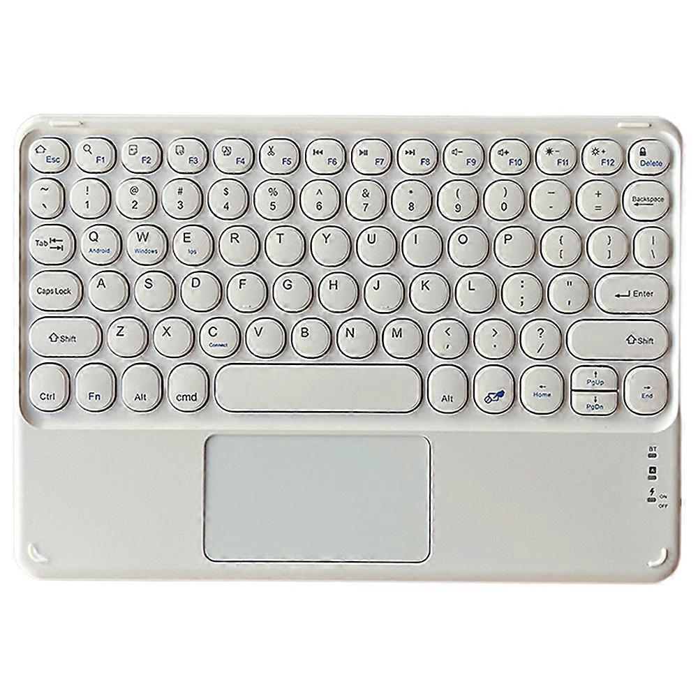 Teclado Bluetooth Touch de 10 polegadas, teclado Bluetooth sem fio ultrafino com touchpad, branco recarregável embutido