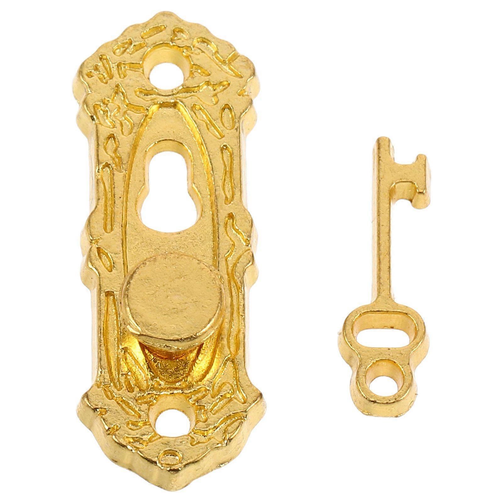 1 Set Of Miniature Door Lock And Key Set For Dollhouse Diy Projects 1:12 Scale Mini House Lock And Key Model Lovely Dollhouse Accessories Mini Accesso