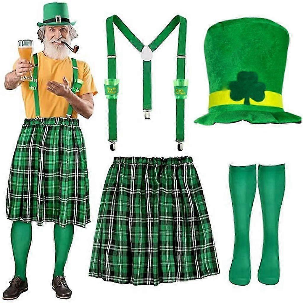مجموعة زي عيد القديس باتريك فوق الجوارب الركبة مئزر البلايد للرجل البالغ إيفان
