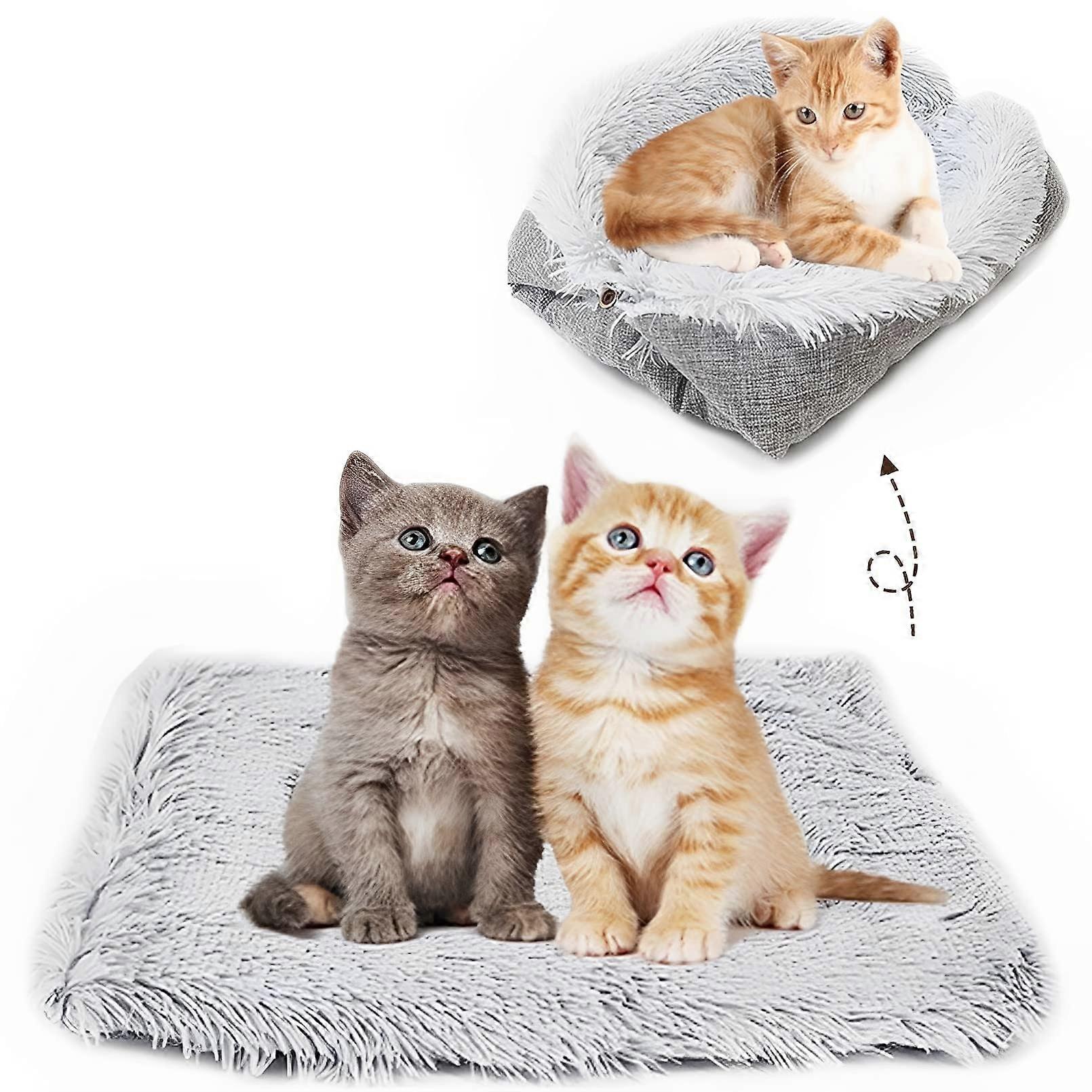 Self Warming Cat Bed Mat 2 in 1 Soft Plush Indoor Cat Pad Machine Washable Thermal Bed for Kittens Puppies Rabbits