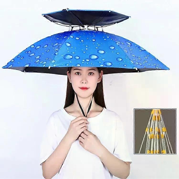 Double-Layer Fishing Umbrella Hat-Ultralight Rainproof Sunscreen,