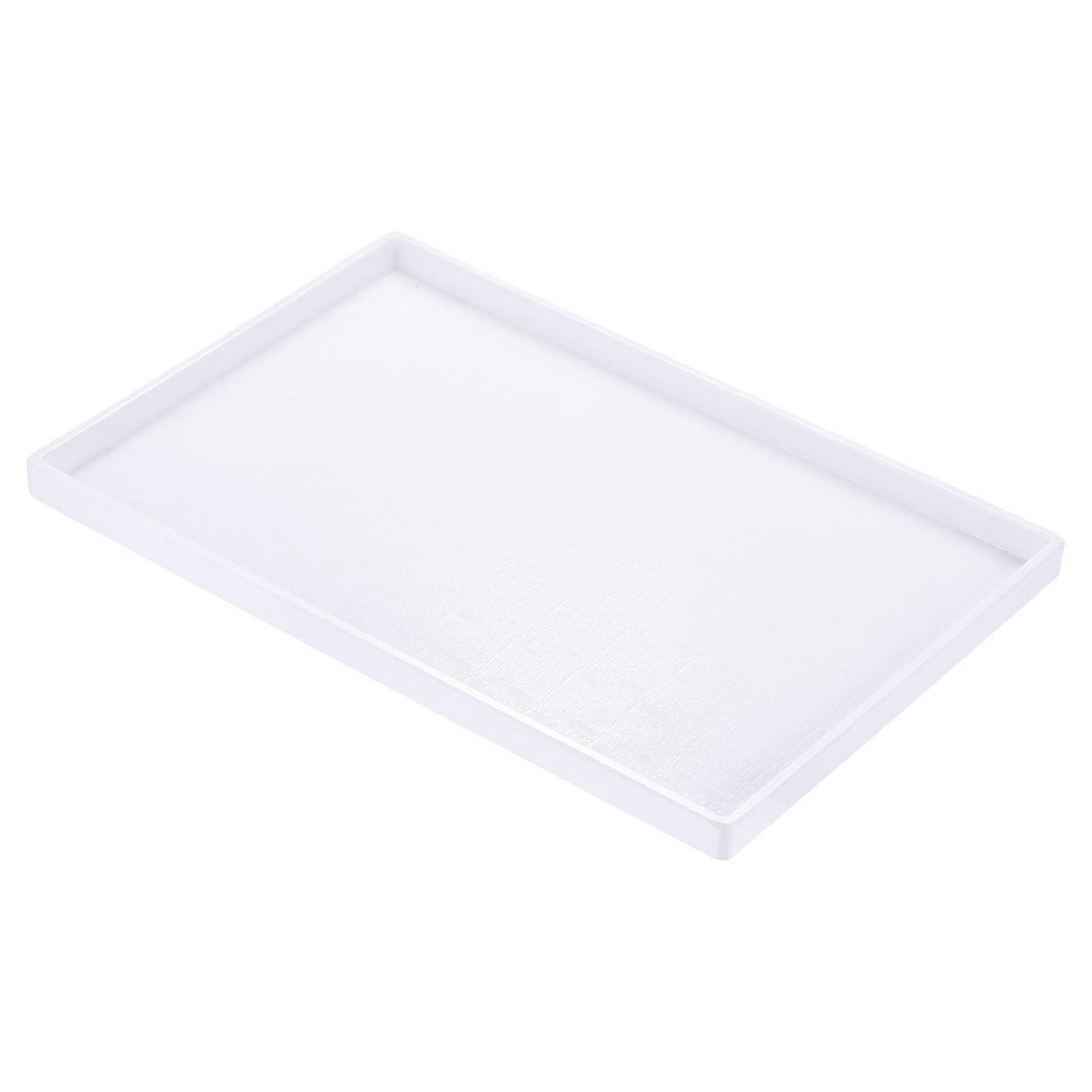 12x8 Plastic Fast Food Tray - Reusable Rectangle Serving Tray with Mosaic Texture for Restaurant and Home Kitchen, White