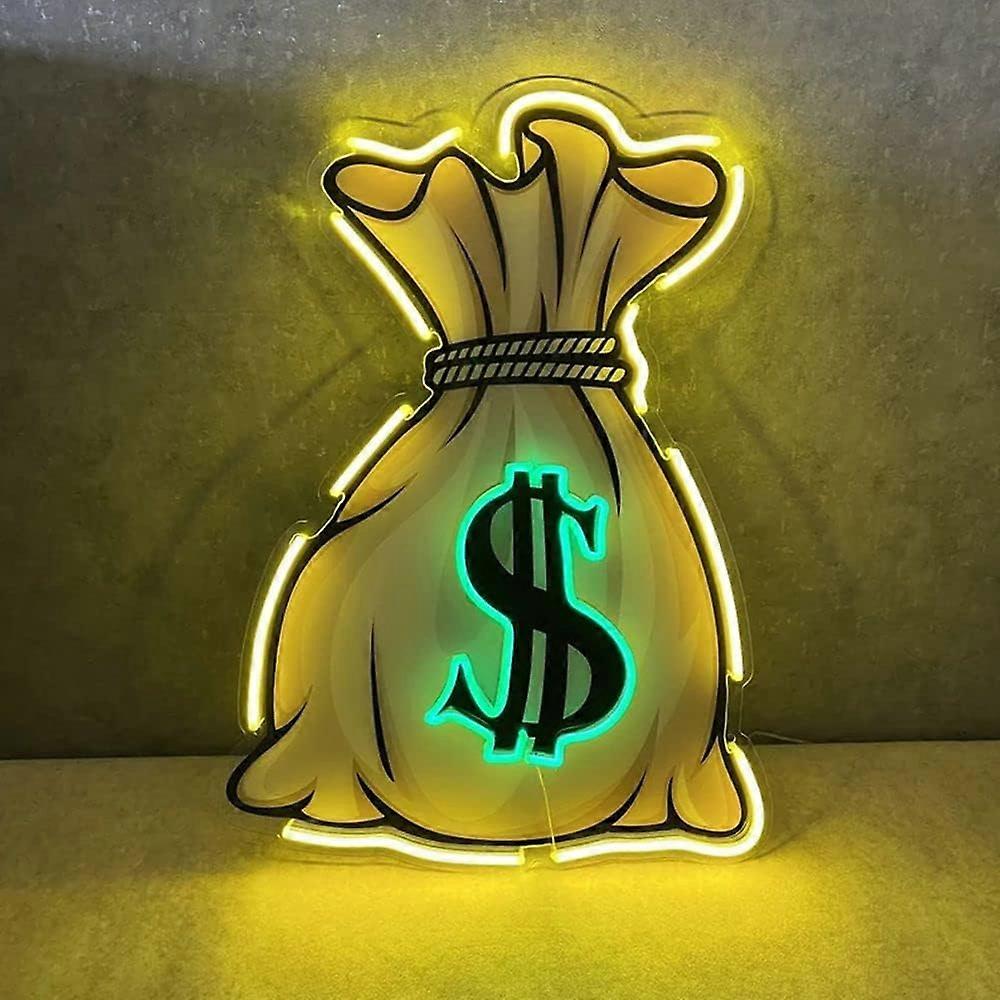 Neon Zeichen Geldsack Neon Zeichen für Wanddekoration - Neon Led Zeichen Geld Custom Mann Höhle Licht, Größe: 40 x 30 cm