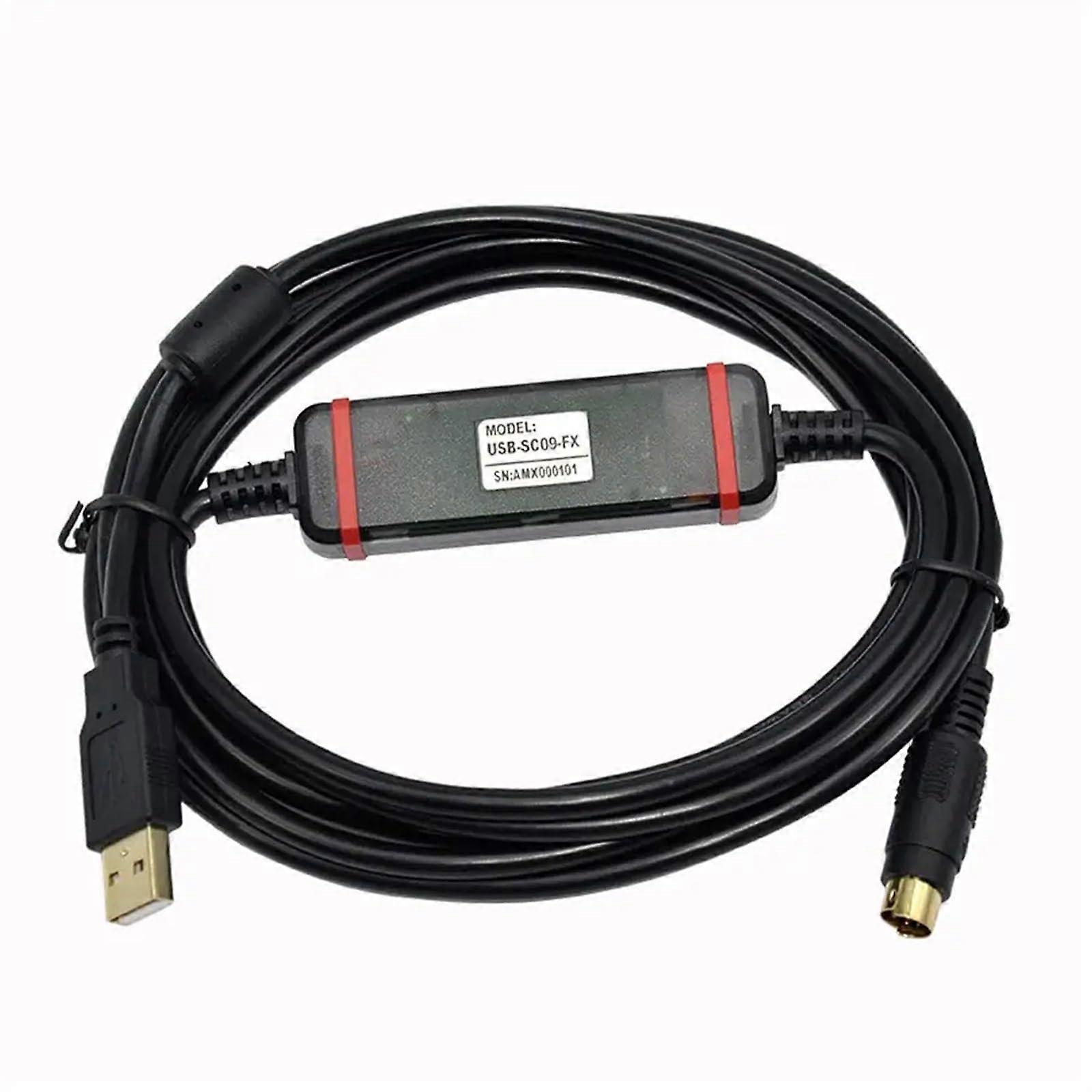 USB-SC09-FX Programming Cable for FX MELSEC Series PLC to USB RS422 Adapter FTDI Version, 1.5m Length, High-Speed Data Transfer