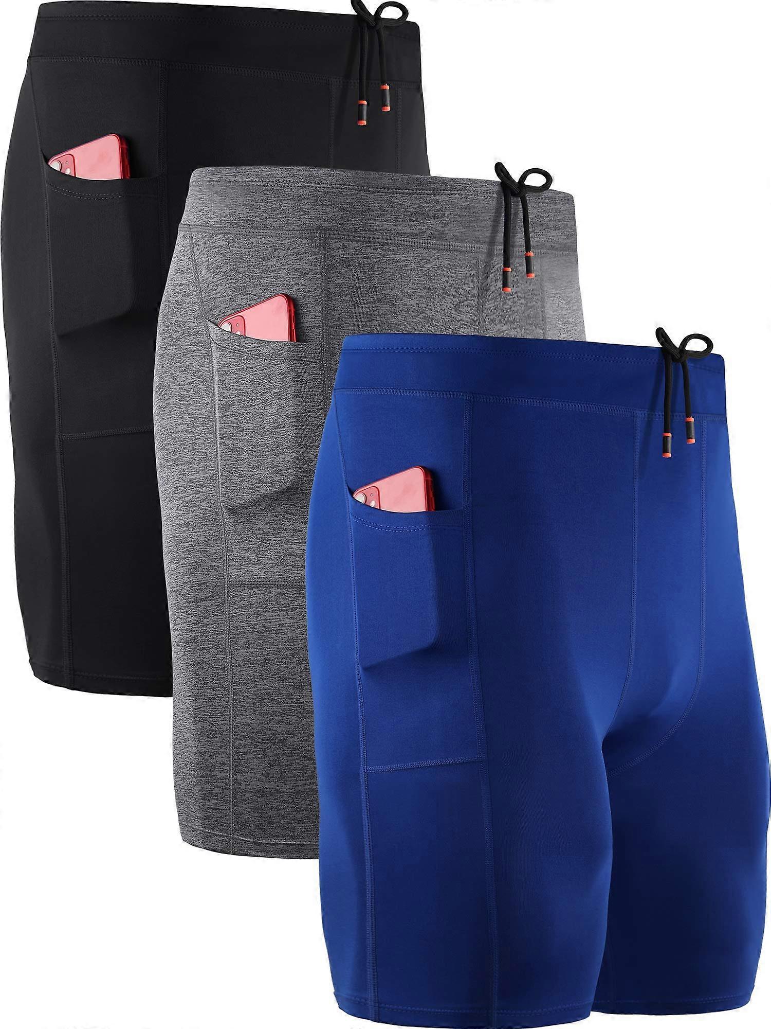 Men's Compression Shorts 3-Pack X-Large 6072 Black Gray Blue