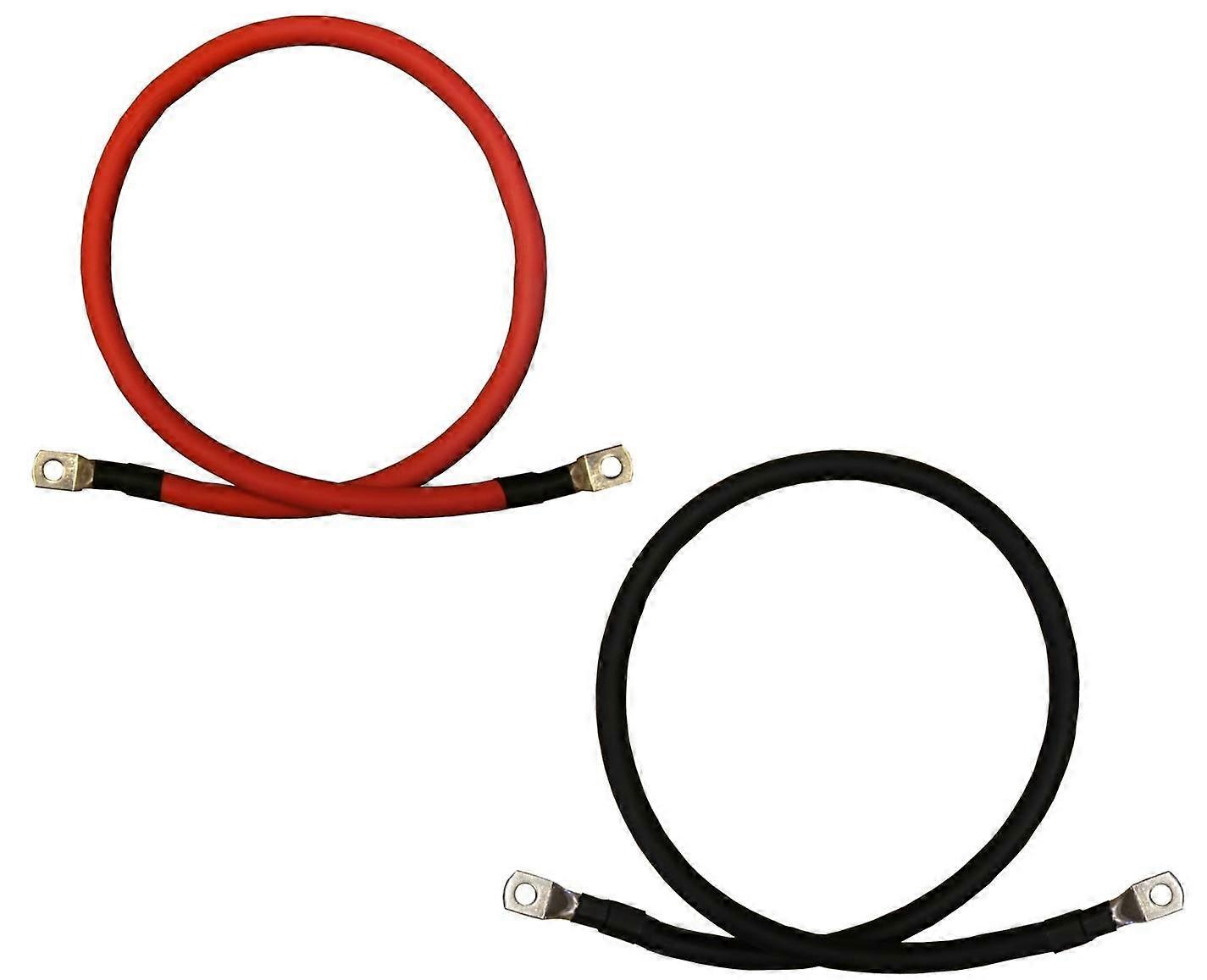 2 AWG Gauge Red and Black Copper Battery Inverter Cables with 9 Inch Length and 5/16 Inch Lugs for RV and Solar Applications