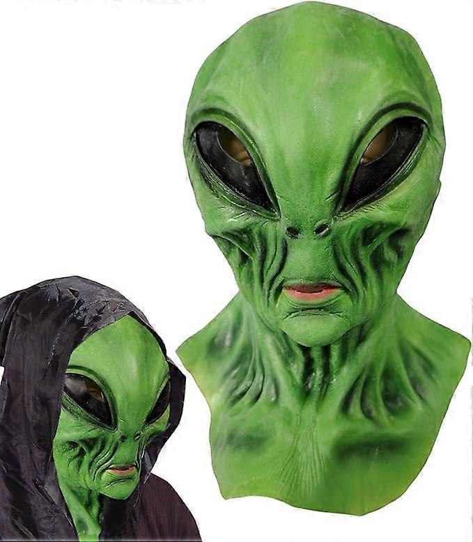 Green-skinned alien latex mask
