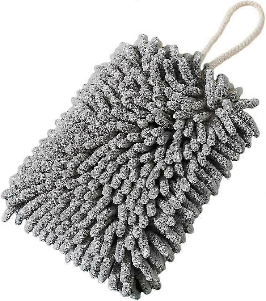 2 PCS Hand Towels for Kitchen with Hanging Loop (Grey,7.5X5in)